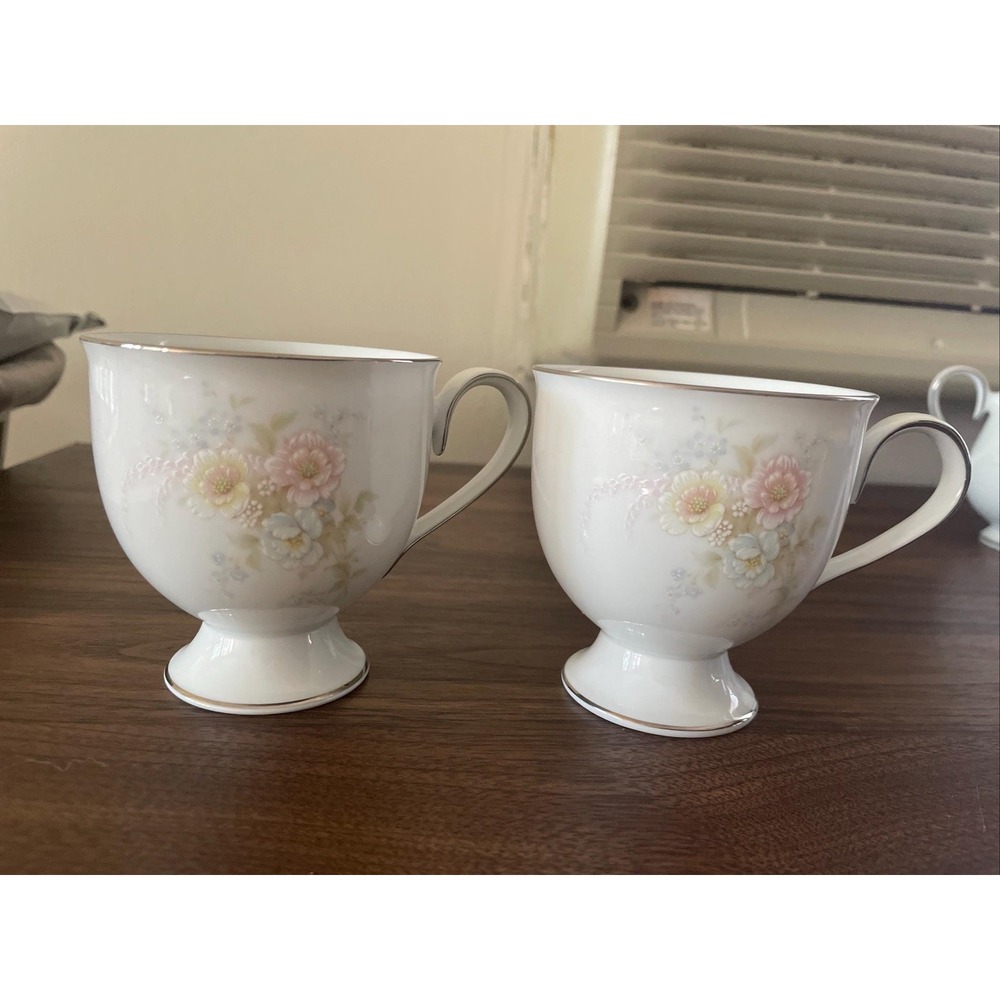 Noritake Ireland - Anticipation - Footed Coffee Cups - TWO - 2 - 2963 - 3 1/8" h